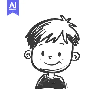 Aset premium populer: Hand-drawn Illustration of a Smiling Boy with Short Hair