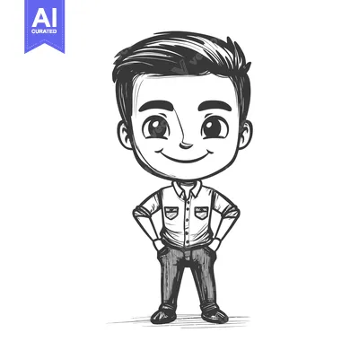 Aset premium populer: Hand-drawn Illustration of a Smiling Boy with Short Hair