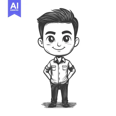 Popular premium asset: Hand-drawn Illustration of a Smiling Cartoon Boy