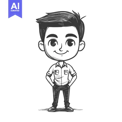 Popular premium asset: Hand-drawn Illustration of a Smiling Cartoon Boy