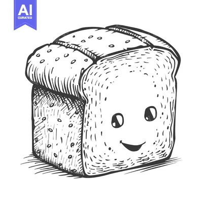 Aset premium populer: Hand-drawn Illustration of a Smiling Loaf of Bread with Eyes