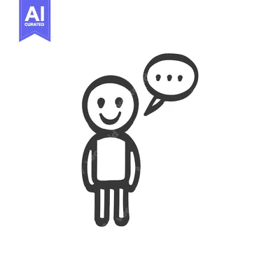 Aset premium populer: Hand-drawn illustration of a smiling person with a thought bubble