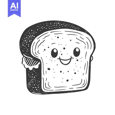 Popular premium asset: Hand-Drawn Illustration of a Smiling Slice of Bread with Big Eyes
