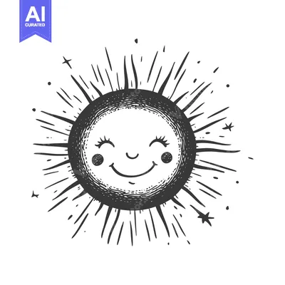Popular premium asset: Hand-drawn illustration of a smiling sun with rays