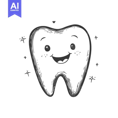 Aset premium populer: Hand-drawn Illustration of a Smiling Tooth with Freckles
