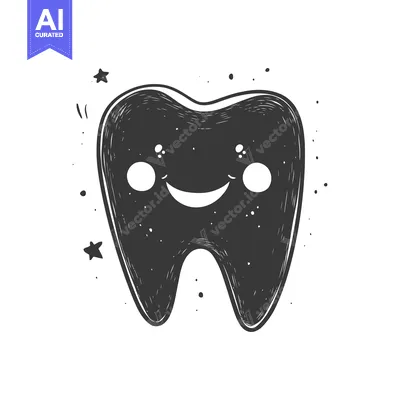 Aset premium populer: Hand-Drawn Illustration of a Smiling Tooth with Stars