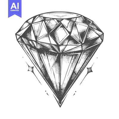 Hand-Drawn Illustration of a Sparkling Diamond