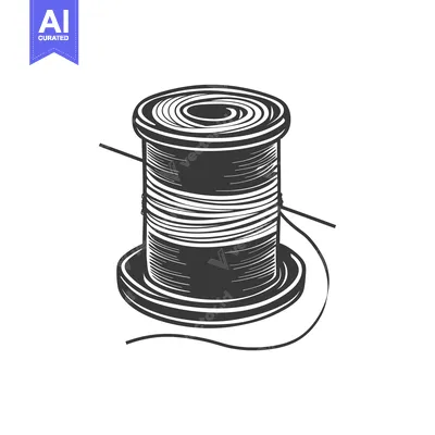 Premium design asset: Hand-drawn Illustration of a Spool of Thread with a Hanging Strand