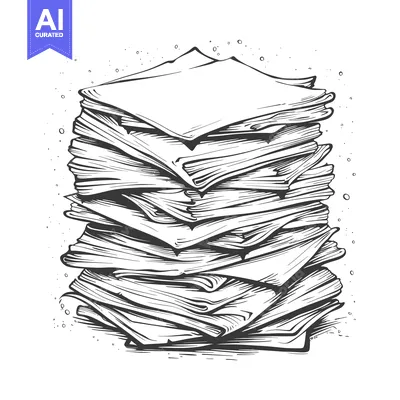 Premium design asset: Hand-Drawn Illustration of a Stacked Pile of Papers