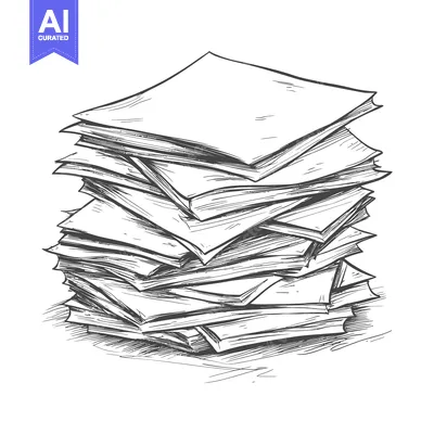 Aset desain premium: Hand-drawn illustration of a stack of papers