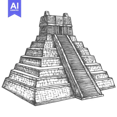 Popular premium asset: Hand-drawn Illustration of a Stone Pyramid with a Staircase
