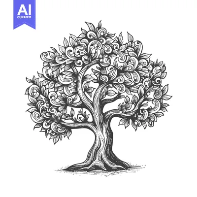 Popular premium asset: Hand-drawn illustration of a stylized tree with intricate foliage and