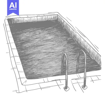 Popular premium asset: Hand-drawn Illustration of a Swimming Pool with a Ladder