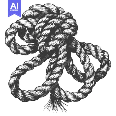 Premium design asset: Hand-Drawn Illustration of a Thick Rope Knot