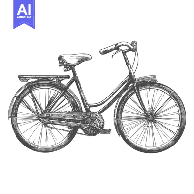 Premium design asset: Hand-drawn illustration of a vintage bicycle