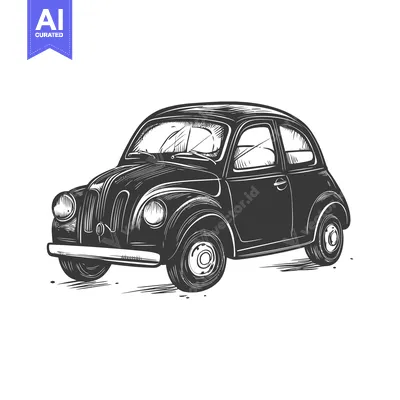 Premium design asset: Hand-drawn illustration of a vintage car