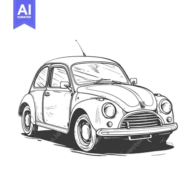 Premium design asset: Hand-drawn illustration of a vintage car with a classic design