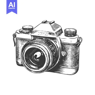 Aset premium populer: Hand-drawn Illustration of a Vintage Film Camera with a Large Lens