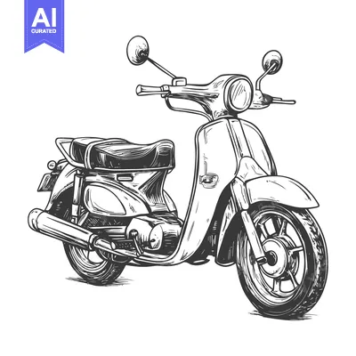 Popular premium asset: Hand-drawn Illustration of a Vintage Scooter