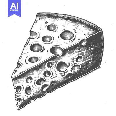 Aset premium populer: Hand-Drawn Illustration of a Wedge of Swiss Cheese
