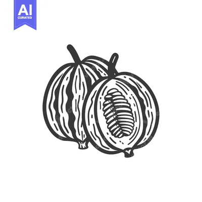 Aset premium populer: Hand-Drawn Illustration of a Whole and Half Gooseberry