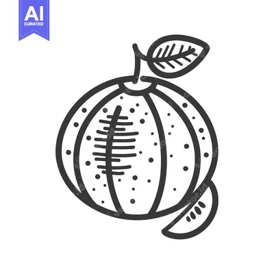 Aset premium populer: Hand-drawn illustration of a whole orange with a slice