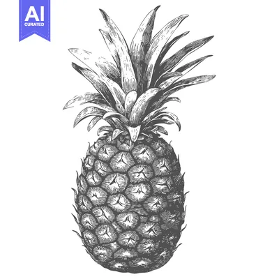 Aset premium populer: Hand-Drawn Illustration of a Whole Pineapple