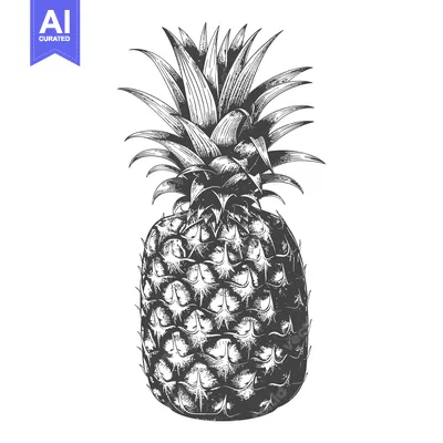 Premium design asset: Hand-Drawn Illustration of a Whole Pineapple