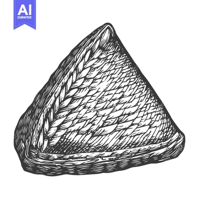 Hand-Drawn Illustration of a Wicker Basket in Black and White