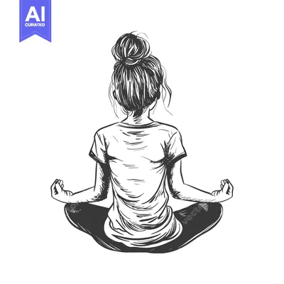 Aset premium populer: Hand-drawn illustration of a woman sitting in a meditative pose