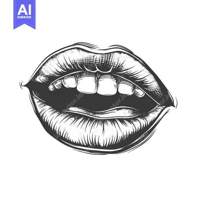 Premium design asset: Hand-drawn Illustration of a Woman's Open Mouth with Teeth and Lips