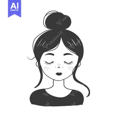 Aset premium populer: Hand-Drawn Illustration of a Woman with Freckles and a Bun