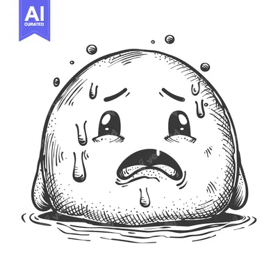 Aset premium populer: Hand-Drawn Illustration of a  Worried Blob with Drool