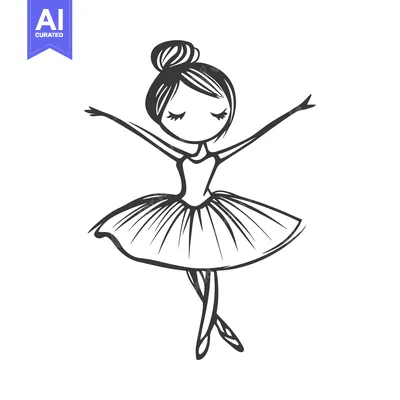 Aset premium populer: Hand-drawn Illustration of a Young Ballerina in a Tutu