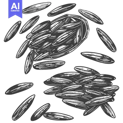 Aset premium populer: Hand Drawn Illustration of Black and White Sunflower Seeds