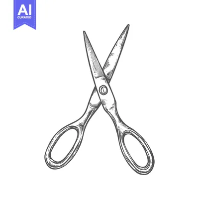 Aset desain premium: Hand-drawn Illustration of Closed Scissors
