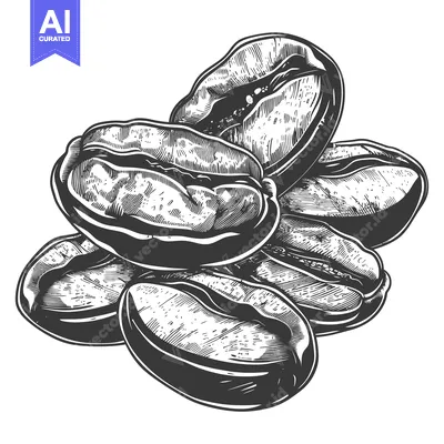 Premium design asset: Hand-Drawn Illustration of Coffee Beans in a Scattered Arrangement