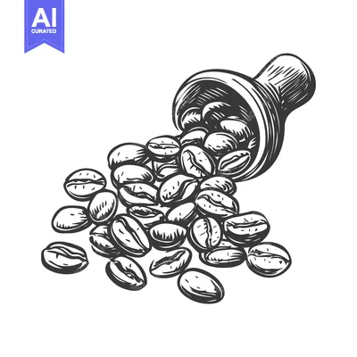Premium design asset: Hand-Drawn Illustration of Coffee Beans Spilling from a Bag