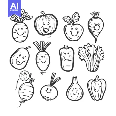 Popular premium asset: Hand-Drawn Illustration of Cute Vegetables with Smiling Faces