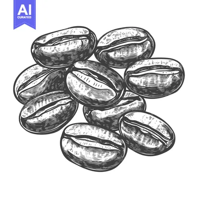 Premium design asset: Hand-drawn illustration of eight coffee beans