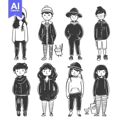 Popular premium asset: Hand-Drawn Illustration of Eight Stylish Cartoon Characters