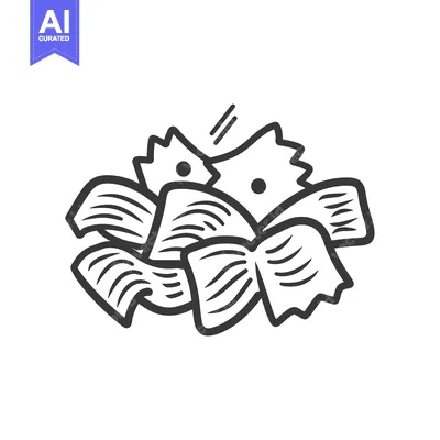 Aset desain premium: Hand-drawn illustration of farfalle pasta