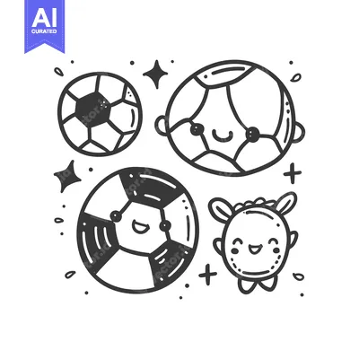 Popular premium asset: Hand-Drawn Illustration of Four Cute Cartoon Soccer Balls