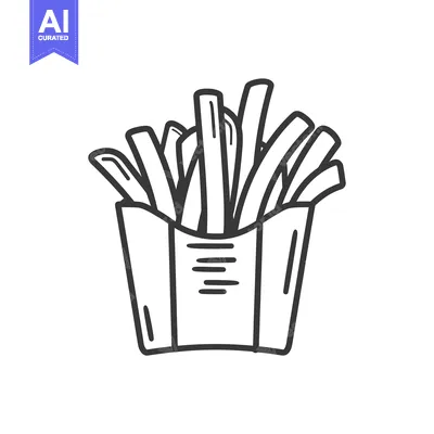 Aset premium populer: Hand-drawn illustration of french fries in a paper container