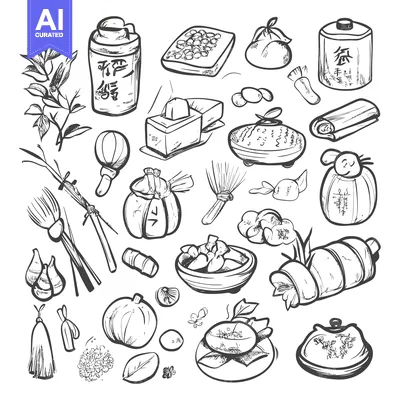 Premium design asset: Hand-drawn Illustration of Japanese Tea Ceremony Objects