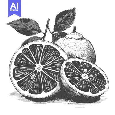 Aset premium populer: Hand-Drawn Illustration of Lemons and Leaves