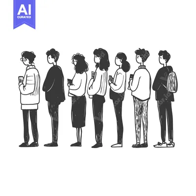 Popular premium asset: Hand-drawn Illustration of People Waiting in a Line
