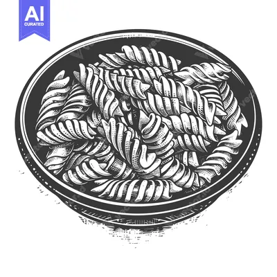 Aset premium populer: Hand-drawn Illustration of Rotini Pasta in a Bowl