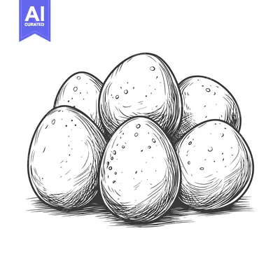 Aset desain premium: Hand-drawn Illustration of Six Eggs in a Stack