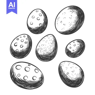 Aset premium populer: Hand-drawn illustration of six speckled eggs